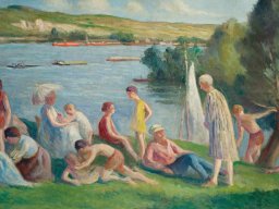 maximilien luce - mericourt un dimanche au bord de la seine 1929